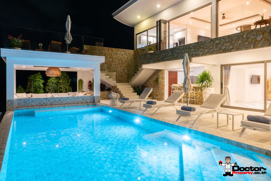 Luxury 5 Bedroom Pool Villa with Stunning Sea View in Bo Phut, Koh Samui – For Sale